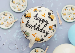 Balon Foliowy Happy Birthday BUDOWA Pojazdy 45cm
