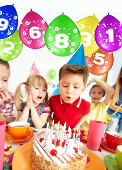 Balony odwrotny nadruk cyfra 4 CZTERY, 5 szt