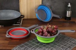 Durszlak Cedzak Sitko Składany Silikonowy Uchwyt