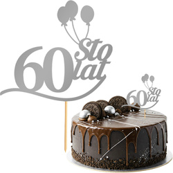 Topper na Tort 60 STO LAT Urodziny SREBRNY