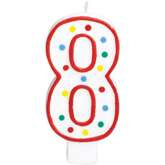 Świeczka cyferka 8 w kropeczki, 1 szt.