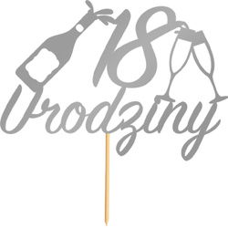 Topper na Tort 18 URODZINY Party SREBRNY