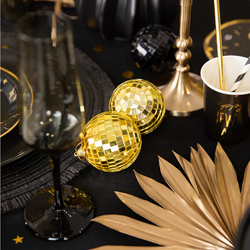 Zawieszki KULE DYSKOTEKOWE Złote Czarne 7cm 6szt.