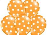 Balony 14'' pomarańczowe w białe kropki, 1 szt.