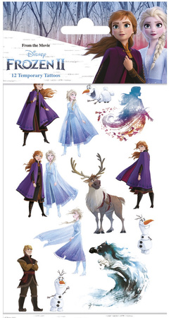 Tatuaże Zmywalne Frozen II KRAINA LODU 2, 12szt.