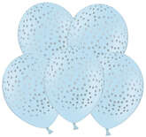 Balony Błękitny w srebrne Kropki, 30 cm, 5szt.