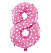 Balon foliowy cyfra OSIEM 8, różowy, 40 cm