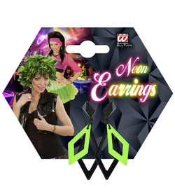 Kolczyki Romby Zielone Czarne Neon Lata 80 Disco