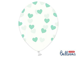 Balony przezroczyste w Serduszka miętowe 30cm 5szt
