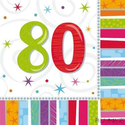 Serwetki urodzinowe 80 urodziny, 16 szt.