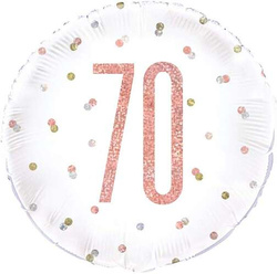 Balon foliowy 70 Urodziny Różowe Złoto, 45cm