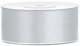 Tasiemka satynowa, srebrny, 25mm/25m