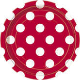 Talerzyki w kropki, czerwone, 17,5 cm, 8 szt.