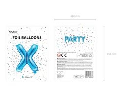 Balon foliowy Litera "X", 35cm, niebieski
