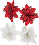 Kwiaty Poinsencji Białe i Czerwone, 14cm, 4 szt.