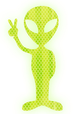 Naklejka Odblaskowa UFOludek Kosmita Obcy 15cm