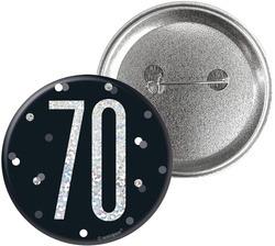 Przypinka Broszka Metalowa 70 Urodziny Czarna