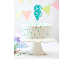 Balon foliowy na tort, Cyfra 8, błękitny, 1szt.