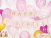 Baner Happy Birthday, j. różowy, 15 x 175cm