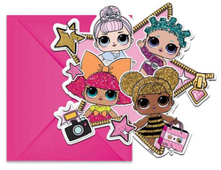 Zaproszenia z Kopertami LOL Glitterati, 6 szt.