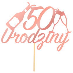 Topper na Tort 50 URODZINY Party RÓŻOWE ZŁOTO