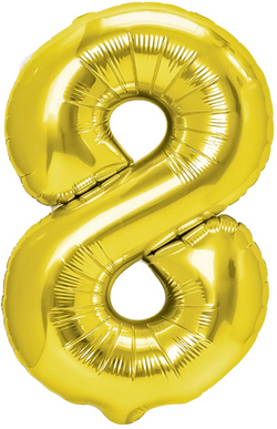 Balon foliowy cyfra OSIEM 8, złoty, 40 cm