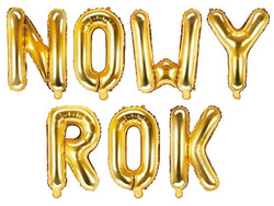 Zestw Balonów foliowych "Nowy Rok" 35cm, złoty