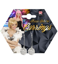 KOLCZYKI Kule Kryształki Srebrne Lata 80 DISCO