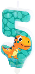 Świeczka na Tort Cyfra 5 PIĘĆ Dino DINOZAUR