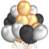 Balony 12 cali,czarny,złoty,srebrny, 15 szt.