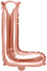 Balon foliowy Litera "L", 35cm, różowe złoto 1szt.