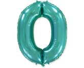Balon foliowy FX - "Number 0" turkus 85 cm