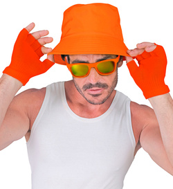 RĘKAWICZKI Bez Palców POMARAŃCZOWE Neonowe DISCO