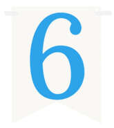 Flagietka, Cyfra 6, Niebieska, 1 szt.