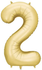 Balon foliowy Cyfra "2" Satyna ZŁOTY, 86cm, 1szt