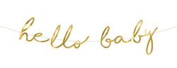 Baner Little Star - Hello Baby, złoty, 18x70cm