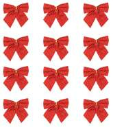 Kokardy Świąteczne Brokatowe CZERWONE 5cm 12szt.