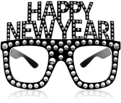 Okulary Diamenty HAPPY NEW YEAR Sylwester Czarne