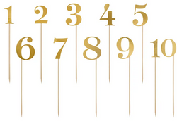 Toppery Numery Cyferki na Stół Złote 11szt.