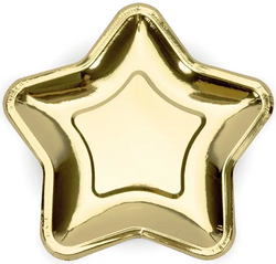 Talerzyki Papierowe ZŁOTE GWIAZDKI 23cm 6szt.