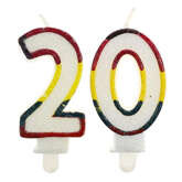 Świeczka cyferki brokat "20", 1 szt.
