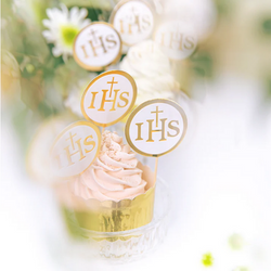Toppery Pikery Komunijne Złote IHS Hostia 6szt.