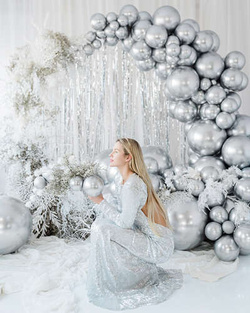 Balon okrągły Glossy 60 cm, srebrny 1 szt.