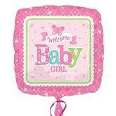 Balon foliowy Welcome Baby Girl, 45 cm, 1 szt.