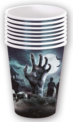 Kubeczki Papierowe CMENTARZ Halloween 240ml 6szt.