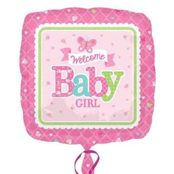 Balon foliowy Welcome Baby Girl, 45 cm, 1 szt.