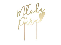 Topper na tort Młoda Para, złoty, 22,5 cm, 1 szt.