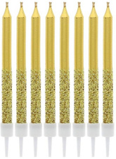 Świeczki Metaliczne Brokatowe ZŁOTE 6cm 8szt.