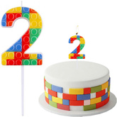 ŚWIECZKA Piker CYFRA 2 Dwa KOLOROWE KLOCKI 10cm