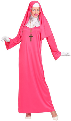 Kostium Strój Różowa ZAKONNICA Habit Karnawał, XS